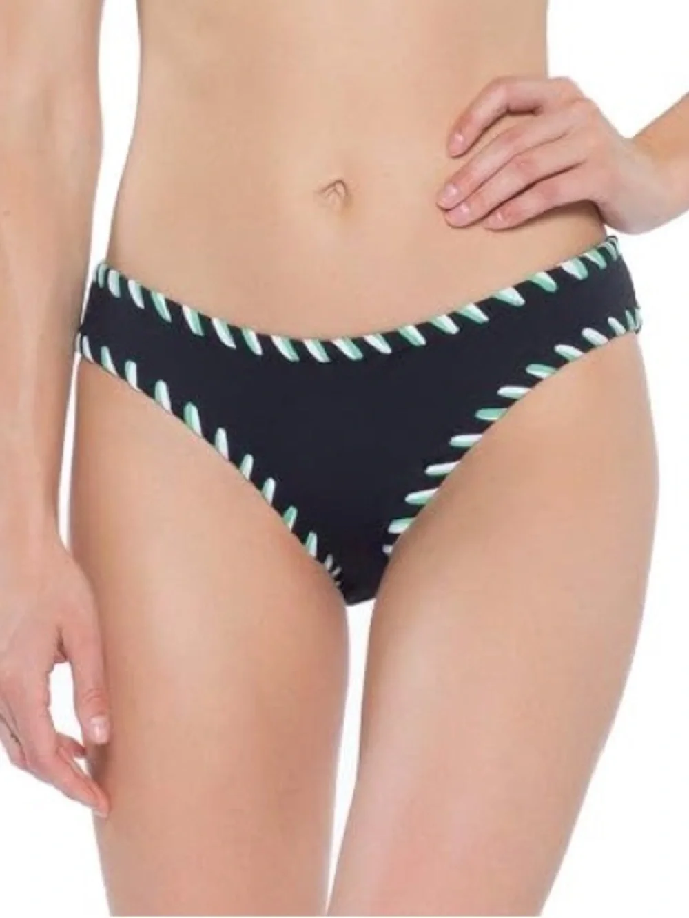 NWT Becca Camille Reversible American Fit Bikini Bottom Size Medium Black Pink